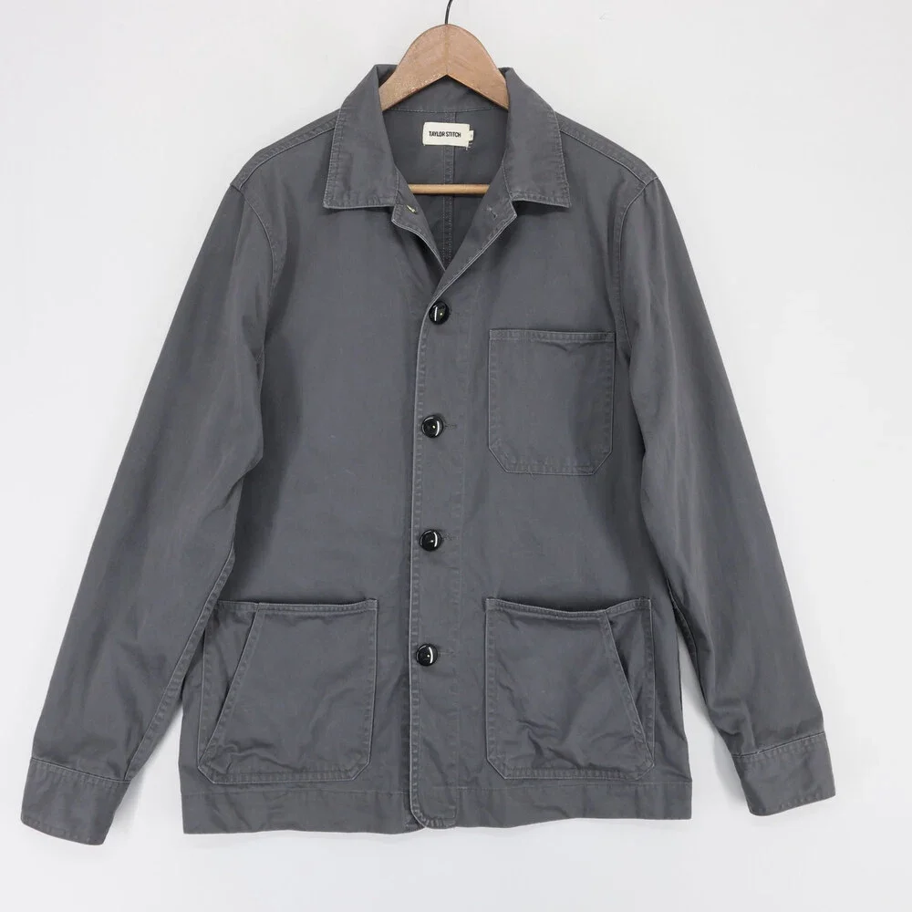 Taylor Stitch Ojai Jacket Mens 38 Small Gray Chore Coat Cotton Button Up Utility